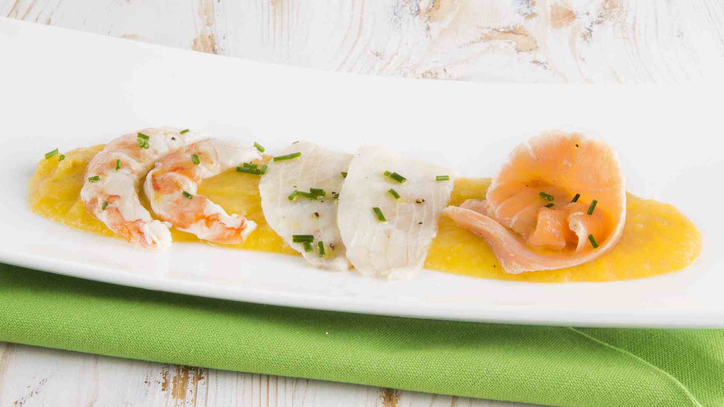 Velvety Of Yellow Datterino With Raw Fish